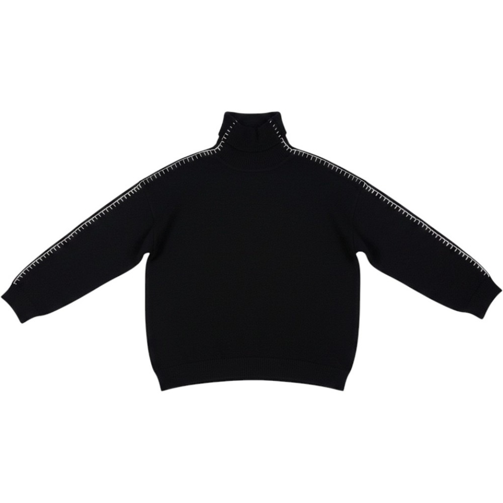 Dylan Turtleneck Sweater Women Small Black Alpaca Wool Stitch Knit